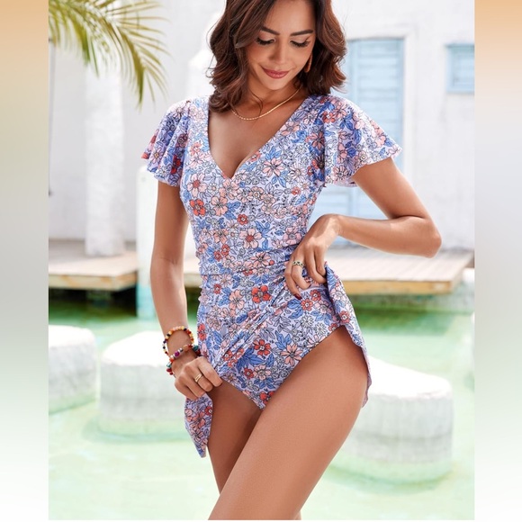 Women's One Piece Swimdress Swimsuits for Women Tummy Control 3XL/ 0164 - Picture 2 of 3